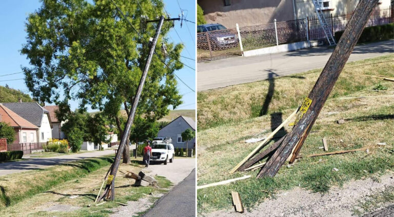 Villanyoszlopnak hajtott egy autóbusz Dágon