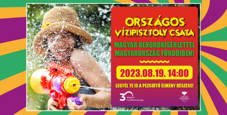 Rekordkísérlet: vízipisztoly csata az esztergomi élményfürdőben