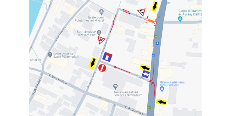 Lezárják az esztergomi Arany János utca egy szakaszát