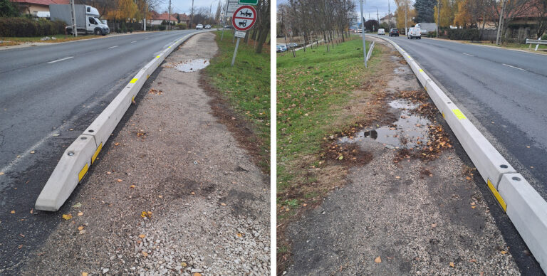 Vasbeton útszegélyeket helyeztek ki Dorogon