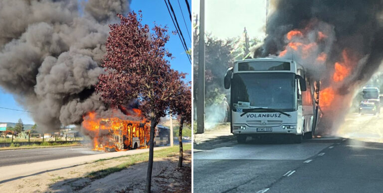 Süttőről tartott Esztergomba az autóbusz, ami teljesen kiégett